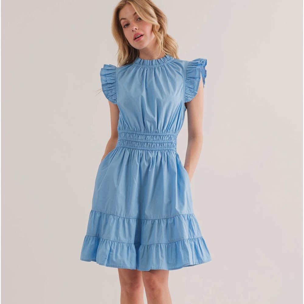 ruffle smocking waist tiered dress